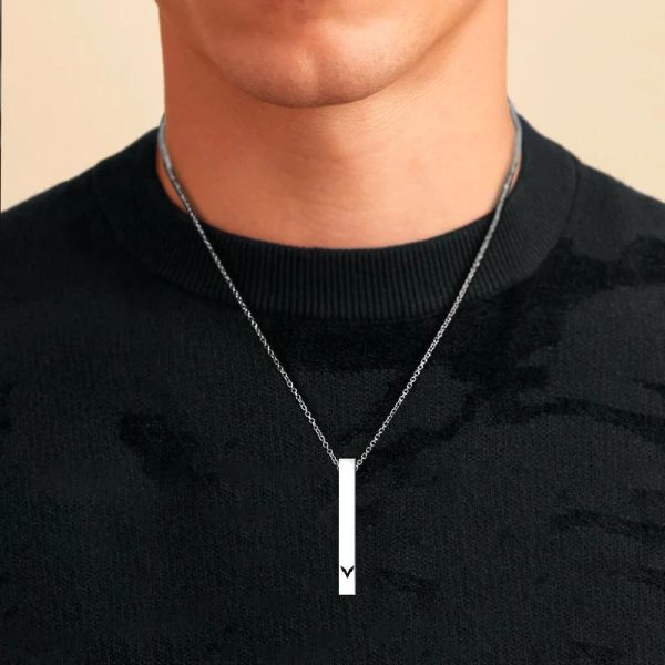 Vertical Bar Necklace Locket Chain for Boys,Girls